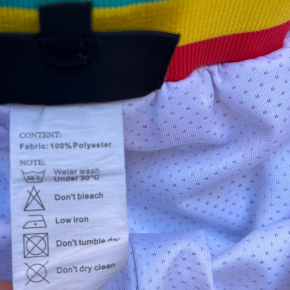 Men's Kinetic Shorts Multicolor Spell-Out M Streetwear Jamaica Hoops Basketball - Picture 4 of 12